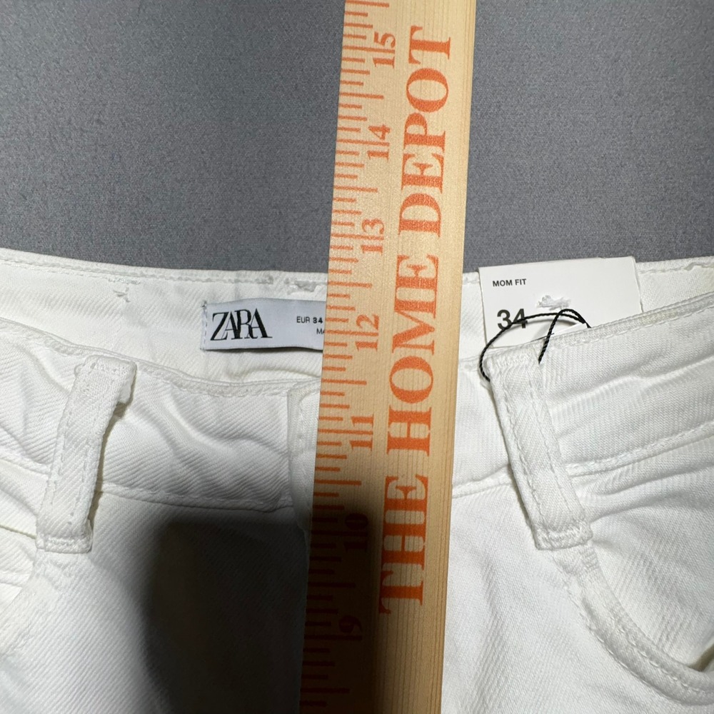 Zara Womens High Rise Slim Mom Leg Ankle Comfort Jeans White Size 2 NEW - Picture 9 of 16